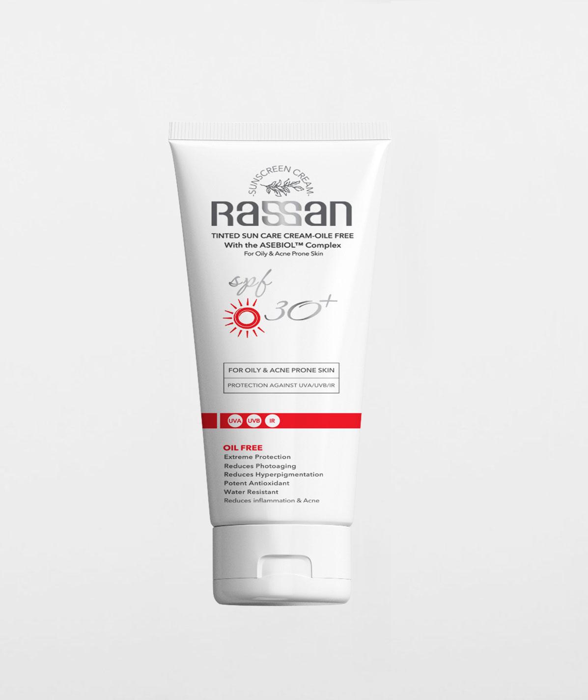 کرم ضد آفتاب رنگی فاقد چربی SPF30 حجم ۴۰ میلی لیتر  راسن