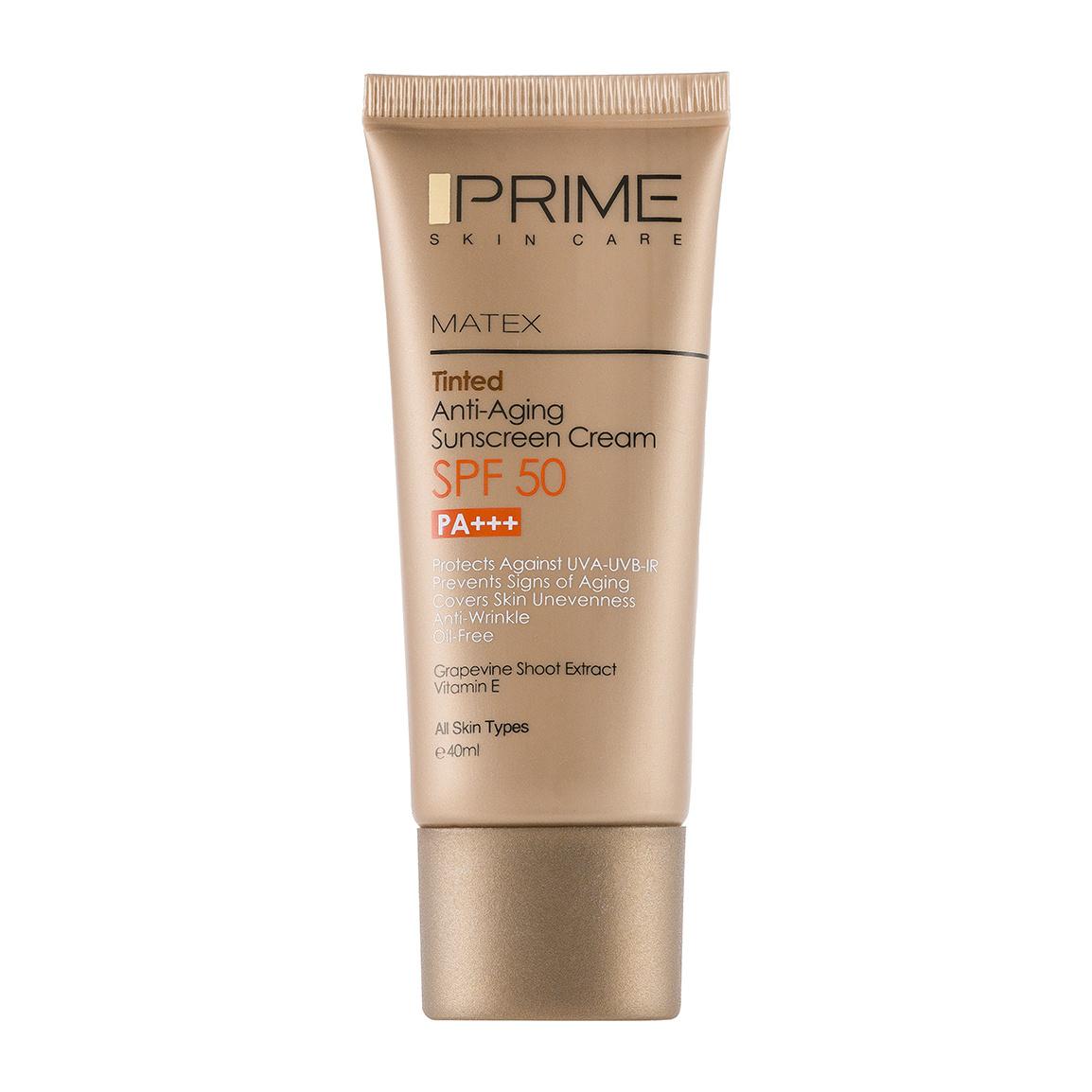 کرم ضد آفتاب بژ طبیعی جوان کننده  50 SPF حجم 40 میل پرایم