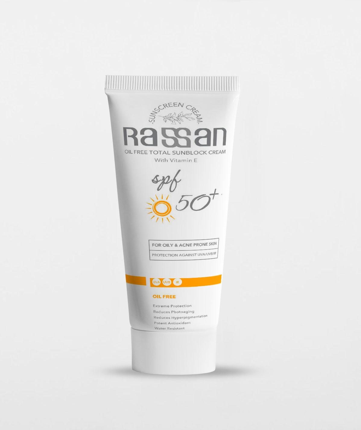 کرم ضد آفتاب بی رنگ فاقد چربی SPF50 حجم ۴۰ میل راسن