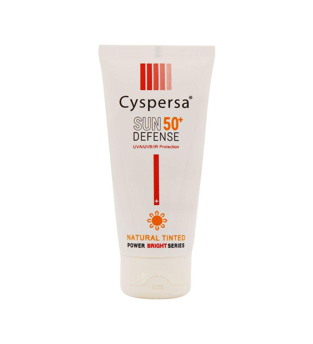 کرم ضد آفتاب رنگی روشن کننده دارای spf50 و رنگ طبیعی حجم 50 میل سیسپرسا