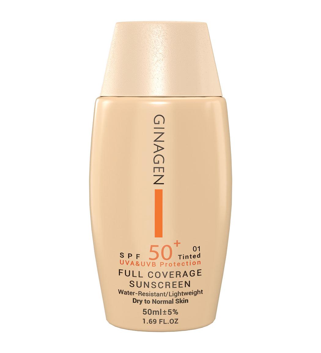 کرم ضد آفتاب رنگی مدل SPF50 مناسب پوست معمولی و خشک حجم 50 میلی لیتر ژیناژن